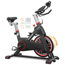 Bicicleta Ergométrica Magnética YOSUDA Pro Vermelha Silenciosa, Volante 20,4 kg, 100 Níveis de Resistência, Capacidade 159 kg