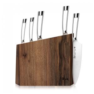 Conjunto de Facas em Aço Inoxidável com Bloco de Bancada, 6 Peças, CANGSHAN 61017, Prateado