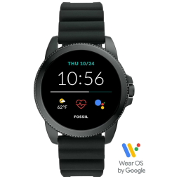 Relógio Smartwatch 44mm com Tela Sensível ao Toque em e Pulseira de Silicone com Frequência Cardíaca, FOSSIL FTW4047, Preto