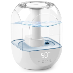 Umidificador de Enchimento Superior 5L com Umidade Ajustável, Silencioso, Tanque Removível e Autonomia da Bateria até 36H, 110V 25W, KZF