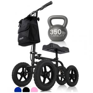 Andador 4 Rodas com Cesta e Apoio para Joelho Ideal para Lesões no Pé, VIVE MOBILITY, Preto