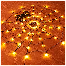 Pisca Pisca Teia de Aranha 80 LED com 8 Modos para Decoração de Halloween, Laranja