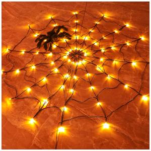 Pisca Pisca Teia de Aranha 80 LED com 8 Modos para Decoração de Halloween, Laranja