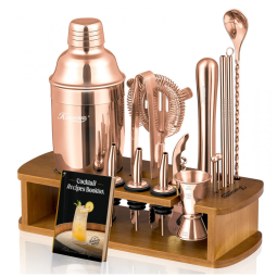 Kit Bn Profissional 15 Peças em Aço Inoxidável com Suporte, Cor Cobre, KITESSENSU, Dourado