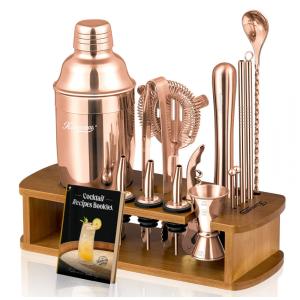 Kit Bn Profissional 15 Peças em Aço Inoxidável com Suporte, Cor Cobre, KITESSENSU, Dourado