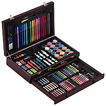 Kit de Pintura LEPSJGC com 123 Peças e Caixa de madeira Portátil, Marrom Escuro