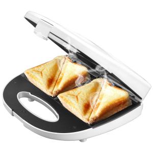 Sanduicheira Elétrica Antiaderente 2 Fatias, Aço Inox, 700W, 110v, DECAKILA KUEC001W, Branco