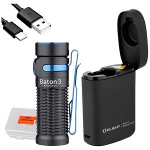 Olight Flashlight Lanterna 1200LM, Distancia 181 M, com USB, à Prova DÁgua IPX8, Preta