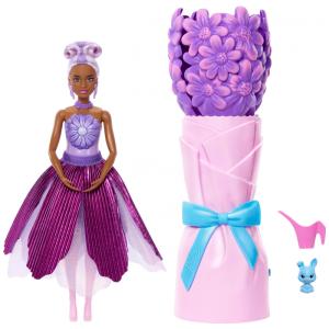 Boneca Barbie Petal Pop Daisy perfumada Mattel vestido floral roxo fragrância flor coelho buquê revelação acessórios 2025