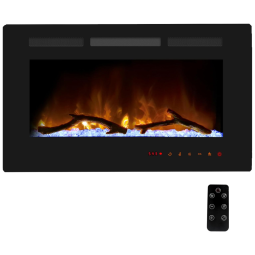 Lareira Elétrica de Embutir A45x152L com Controle Remoto e Chamas Ajustável, 110V, Cheerway, Preta