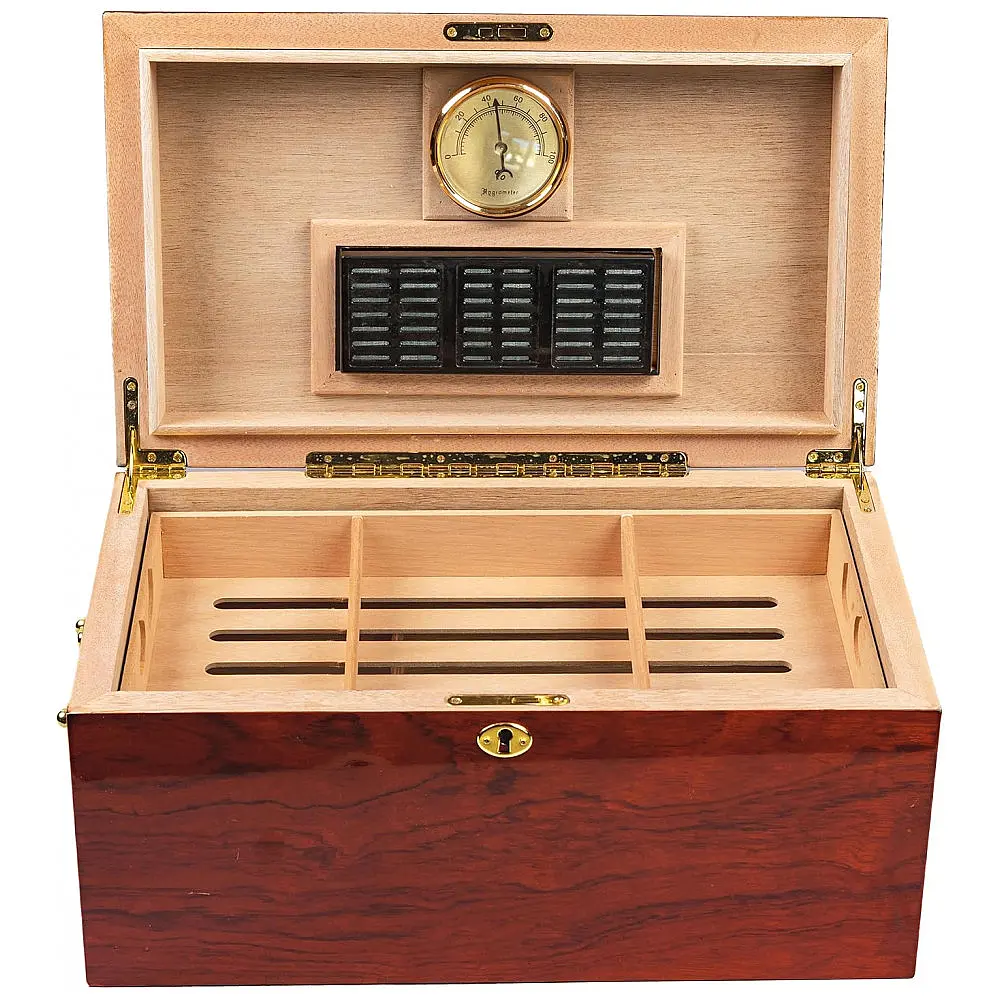 Humidor para Charutos Prestige Import Group Madeira Burl Lacado com Incrustação Mappa até 150 Charutos — foto 2