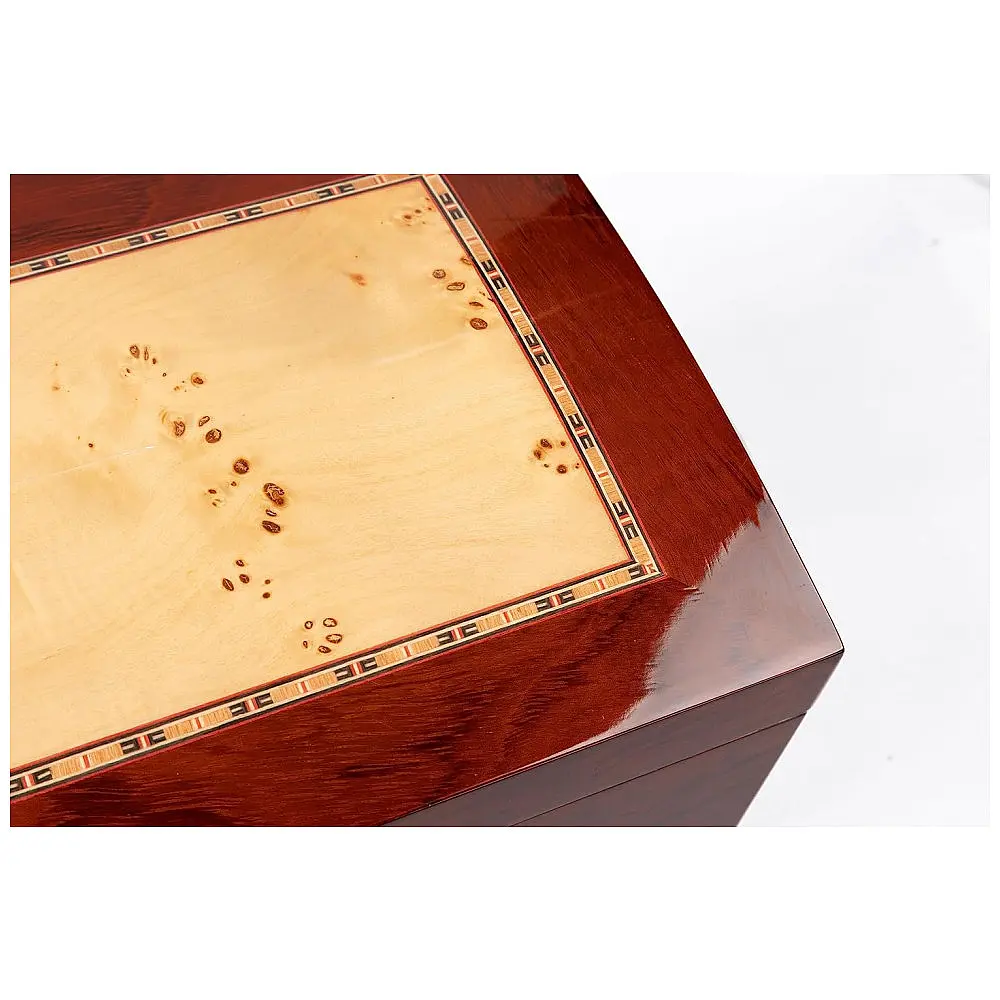 Humidor para Charutos Prestige Import Group Madeira Burl Lacado com Incrustação Mappa até 150 Charutos — foto 3