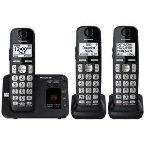 DECT 6.0 Telefone sem Fio Expansível com Secretária Eletrônica, 3 Ap, PANASONIC KX TGE433B, Preto