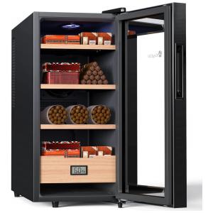 Umidor Elétrico KingChii 26 Litros para Charutos, Gabinete com Controle de Temperatura de Cedro Espanhol, Gaveta, Higrômetro - Presente