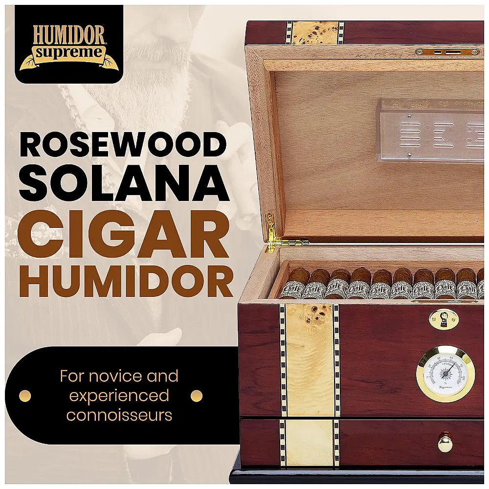 Humidor Desktop Quality Importers Solana Rosewood 75-100 Charutos Cedro Espanhol — foto 2