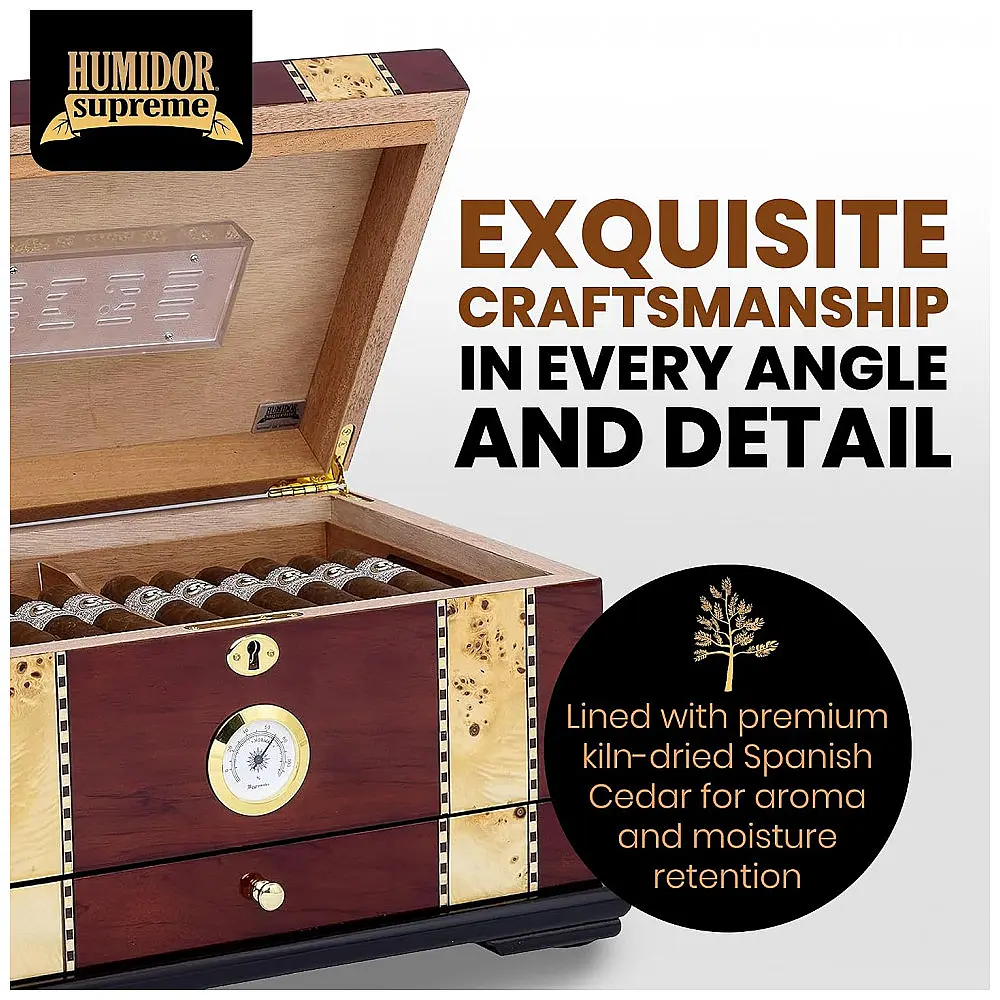 Humidor Desktop Quality Importers Solana Rosewood 75-100 Charutos Cedro Espanhol — foto 3