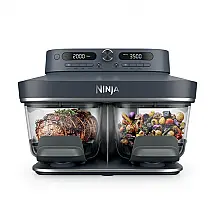 Air Fryer de Vidro Ninja Crispi DualZone 6-em-1 Duas Cubas de 3,8 L (4 qt) 1785W Prata Cyberspace