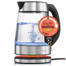 Chaleira Elétrica 1.7 Litros com Jarra de Vidro e Desligamento Automático, 110V 1500W, Preta