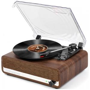 Toca-discos de Vinil com Alto-falantes Aprimorados, Bluetooth 5.3, Entrada AUX, Saída RCA e Parada Automática, Udreamer,