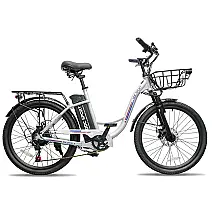 Bicicleta Elétrica Cruiser de 24 Polegadas, E-Bike para Adultos, E-Bike com Bateria Removível, Bicicleta Elétrica para Mulheres e Homens