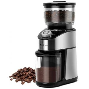 Moedor de Café Elétrico Ajustável em Aço Inoxidável com 14 Configurações de Moagem, 110V, Homtone, Prata e Preto