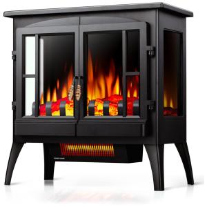 Lareira Elétrica com Chamas 3D Ajustáveis, 1000, 1500W, 110v, ZAFRO, Preta