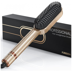 Escova Alisadora Elétrica com Cabo Giratório e Desligamento Automático, Bivolt, FURIDEN LM 410, Preto