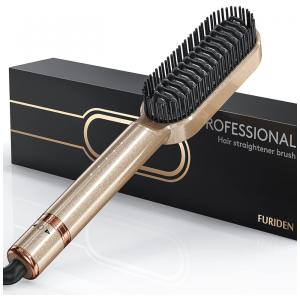 Escova Alisadora Elétrica com Cabo Giratório e Desligamento Automático, Bivolt, FURIDEN LM 410, Preto