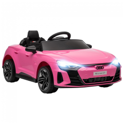 Carro Elétrico Infantil Aosom Audi RS e-tron GT Licenciado 12V Rosa, Controle Remoto, Luzes LED, Música, Suspensão e Fácil Transporte – de 3