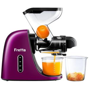 Espremedor de Frutas Lento de Alto Rendimento, Denso em Nutrientes, Vitaminas e Fácil de Limpar, 200W, Fretta, Roxo