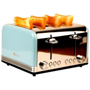 Torradeira Elétrica de 4 Fatias com 6 Níveis de Tostagem e Função Bagel, 110v, GOHYO, Azul