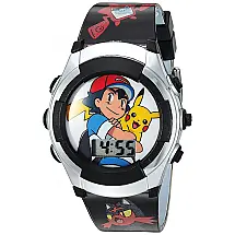 Relógio Digital de Quartzo para Crianças de 5 até 15 Anos, Ash Pikachu 2, Preto