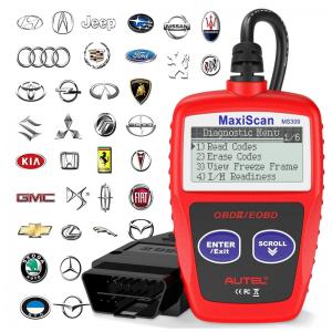 Autel OBD2 Scanner MS309: Leitor de Códigos de Falha para Carros Universais, Monitor de Luz do Motor e Status de Emissões