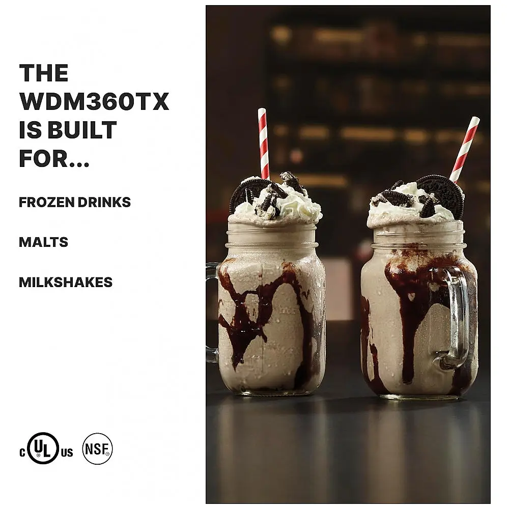 WDM3600TX Máquina para Drinks com Temporizador e Contagem Regressiva, Aço Inoxidável, 110v, WARING WDM360TX, Prateado — foto 2