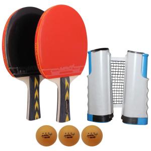 Kit de Ping Pong com Mesa Portátil, 2 Raquetes, 3 Bolas, MAPOL, Preto