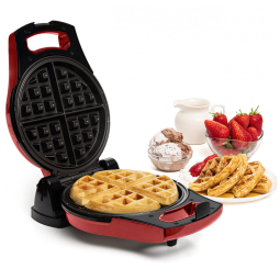 Moss Stone Máquina de Waffle Antiaderente 2 Fatias com Controle de Temperatura, 110V, Vermelha