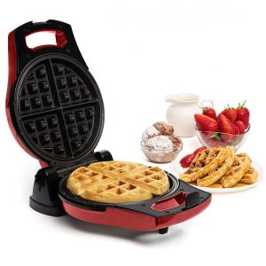 Moss Stone Máquina de Waffle Antiaderente 2 Fatias com Controle de Temperatura, 110V, Vermelha