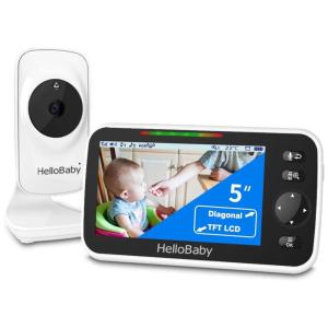 Babá Eletrônica com Câmera, Áudio, Tela LCD, Visão Noturna Infravermelha e Canção de Ninar, HelloBaby, Branca