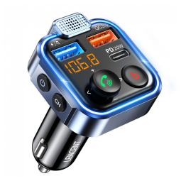 Adaptador Transmissor Veicular Bluetooth Veicular com USB, LENCENT BT23, Preto