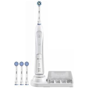 Pacote de escova de dentes elétrica WHITE 7000 com cabeça de reposição sensível, 3 contagem, ORAL B, Branco