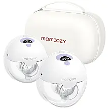 Bomba Tira Leite Elétrica Portátil com 3 Modos, 9 Níveis de Sucção e Flange Duplamente Selada, 2 Unidades, Momcozy, Branco e Lilás