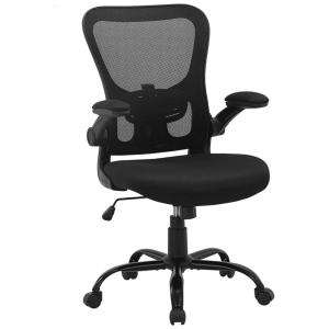 Cadeira de Escritório Ergonômica Giratória com Encosto Médio, ZLCHAIR, Preto