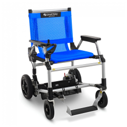 Cadeira de Rodas Elétrica Journey Zoomer Azul Dobrável Leve Bateria TSA 136 kg