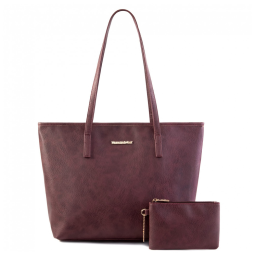 Bolsa de Ombro Feminina em Couro Sintético com Carteira, Montana, Roxa