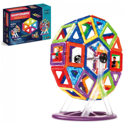 Kit de Construção Carnaval Geométrico Educativo 46 Peças, para Crianças a Partir de 3 Anos, MAGFORMERS 63074, Vermelho