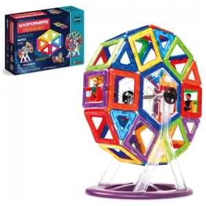 Kit de Construção Carnaval Geométrico Educativo 46 Peças, para Crianças a Partir de 3 Anos, MAGFORMERS 63074, Vermelho