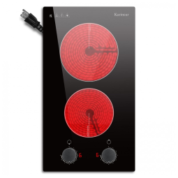 Cooktop Elétrico Karinear 110V 2 Bocas 30 cm Controle de Botão Cooktop Cerâmico Embutido, 9 Níveis de Aquecimento, Aviso de Superfície