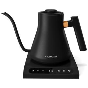 Chaleira Elétrica 900mL Pescoço de Ganso com Controle de Temperatura e Desligamento Automático, 110V 1200W, Aromaster, Preto