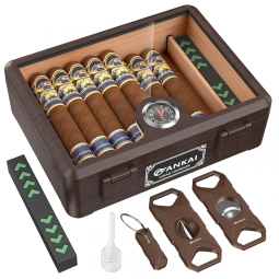 Umidor Charutos FANKAI Marrom Cortadores Cedro Tampa Vidro