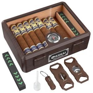 Umidor Charutos FANKAI Marrom Cortadores Cedro Tampa Vidro
